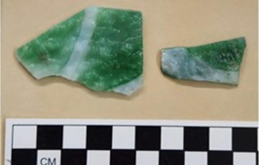 green stained glass fragments